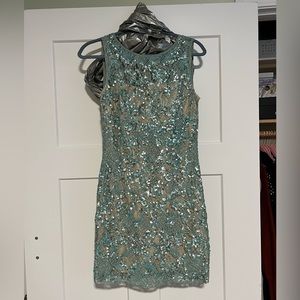 beautiful Aidan Maddox beaded teal dress